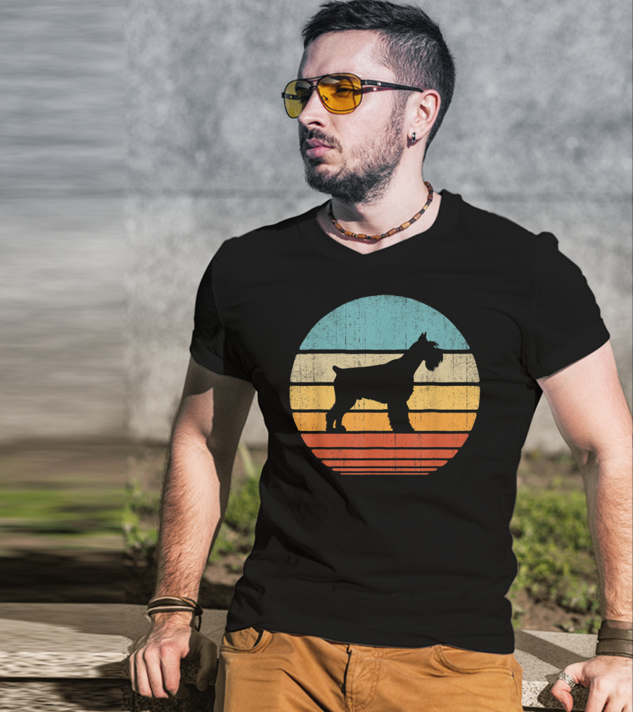 Schnauzer Retro 60S 70S Sunset Stripes T-Shirt