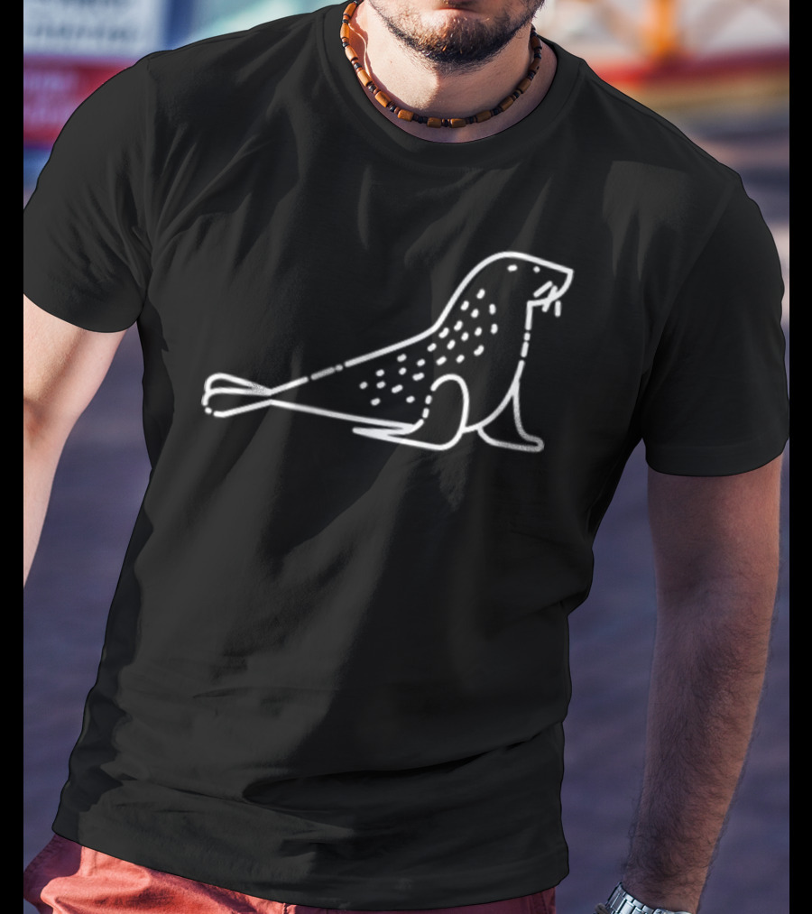 Sea Lion Outline Badge Patch Line Art Animal T-Shirt