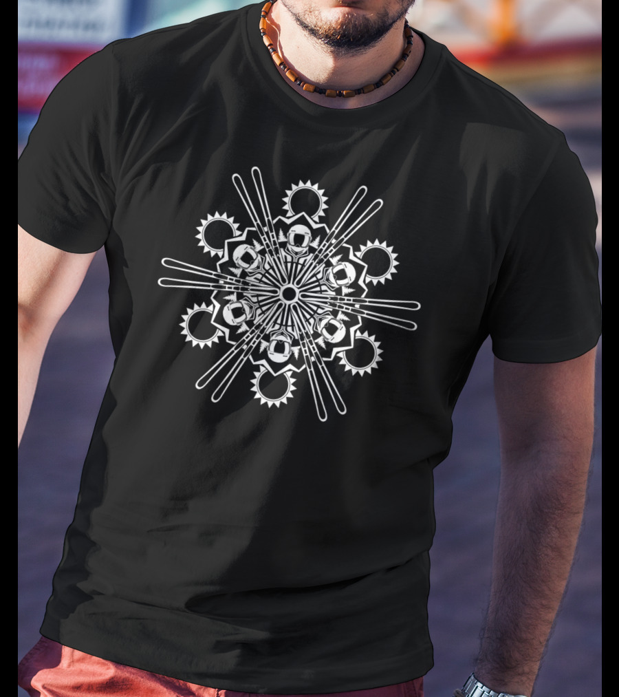 Snowflake Skiing Winter Sports Ice Mountain Mandala T-Shirt