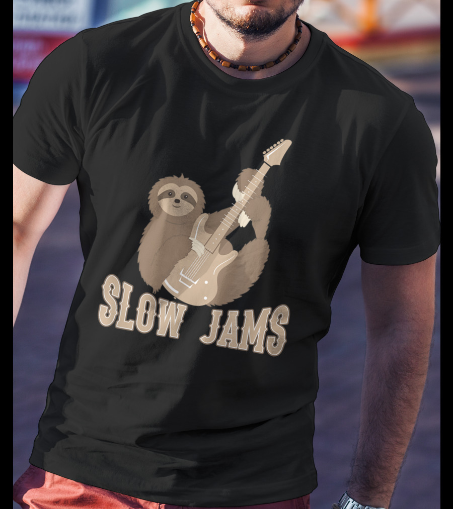 Slow Jams Sloth Fun Bass Guitar Chilled T-Shirt