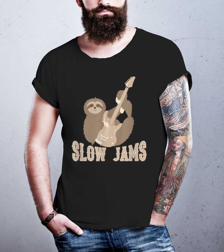 Slow Jams Sloth Fun Bass Guitar Chilled T-Shirt