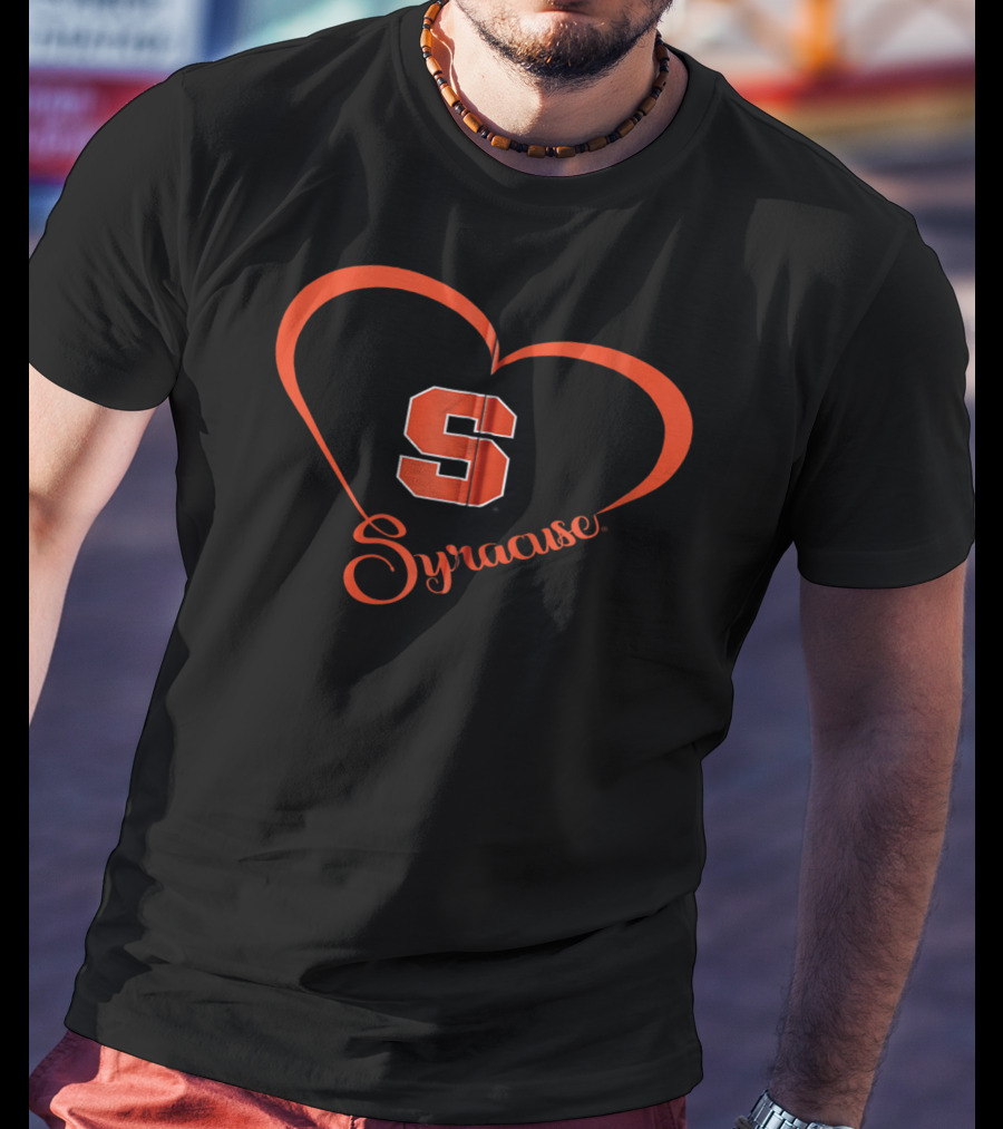 Syracuse Orange Heart Outline With Syracuse Team Name T-Shirt