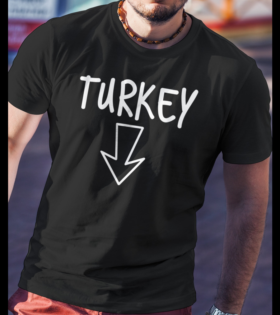 Turkey Down Arrow Thanksgiving Baby Announcement T-Shirt