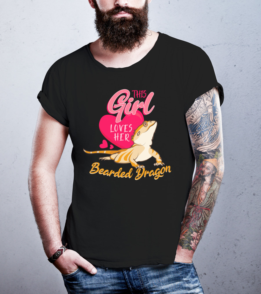 This Girl Loves Her Bearded Dragon With Heart And Cute Lizard T-Shirt