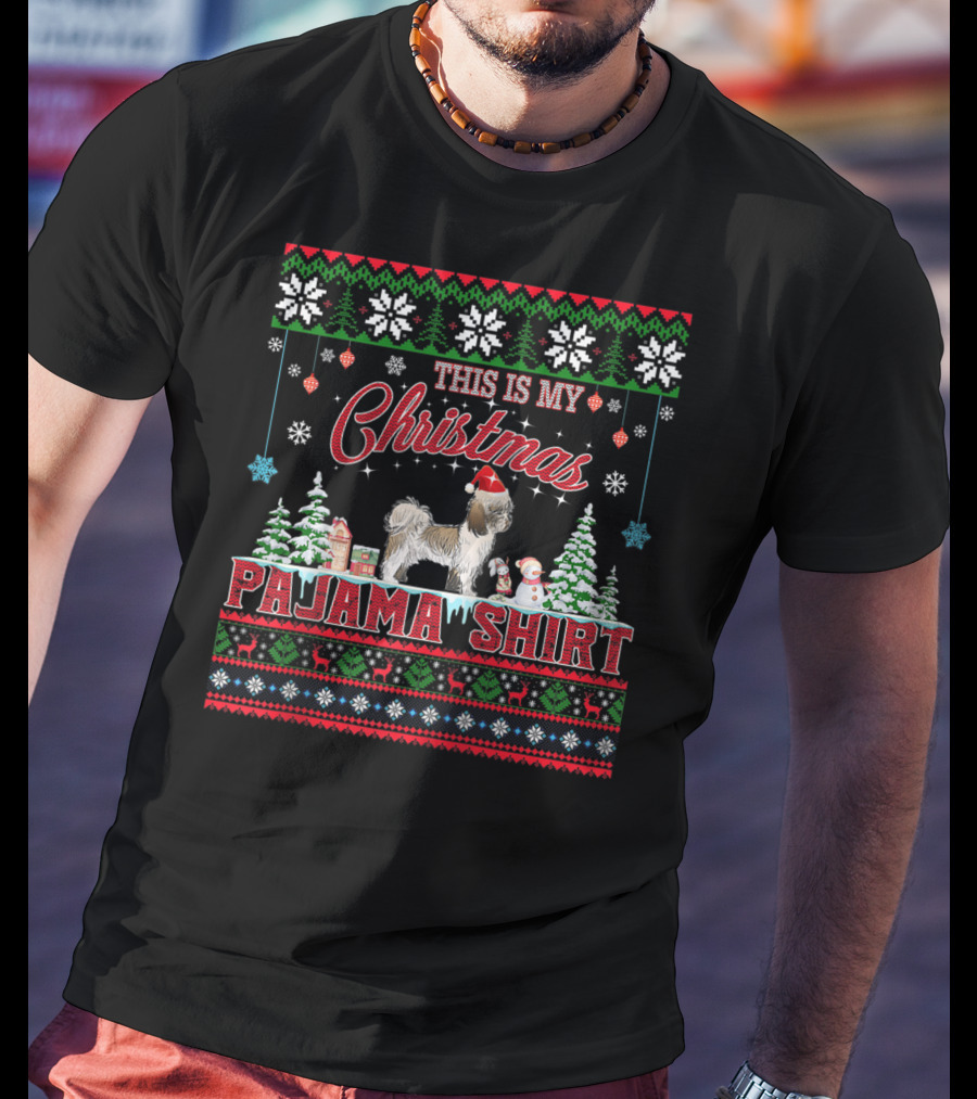 Christmas Pajama Shirt This Is My Christmas Shih Tzu T-Shirt