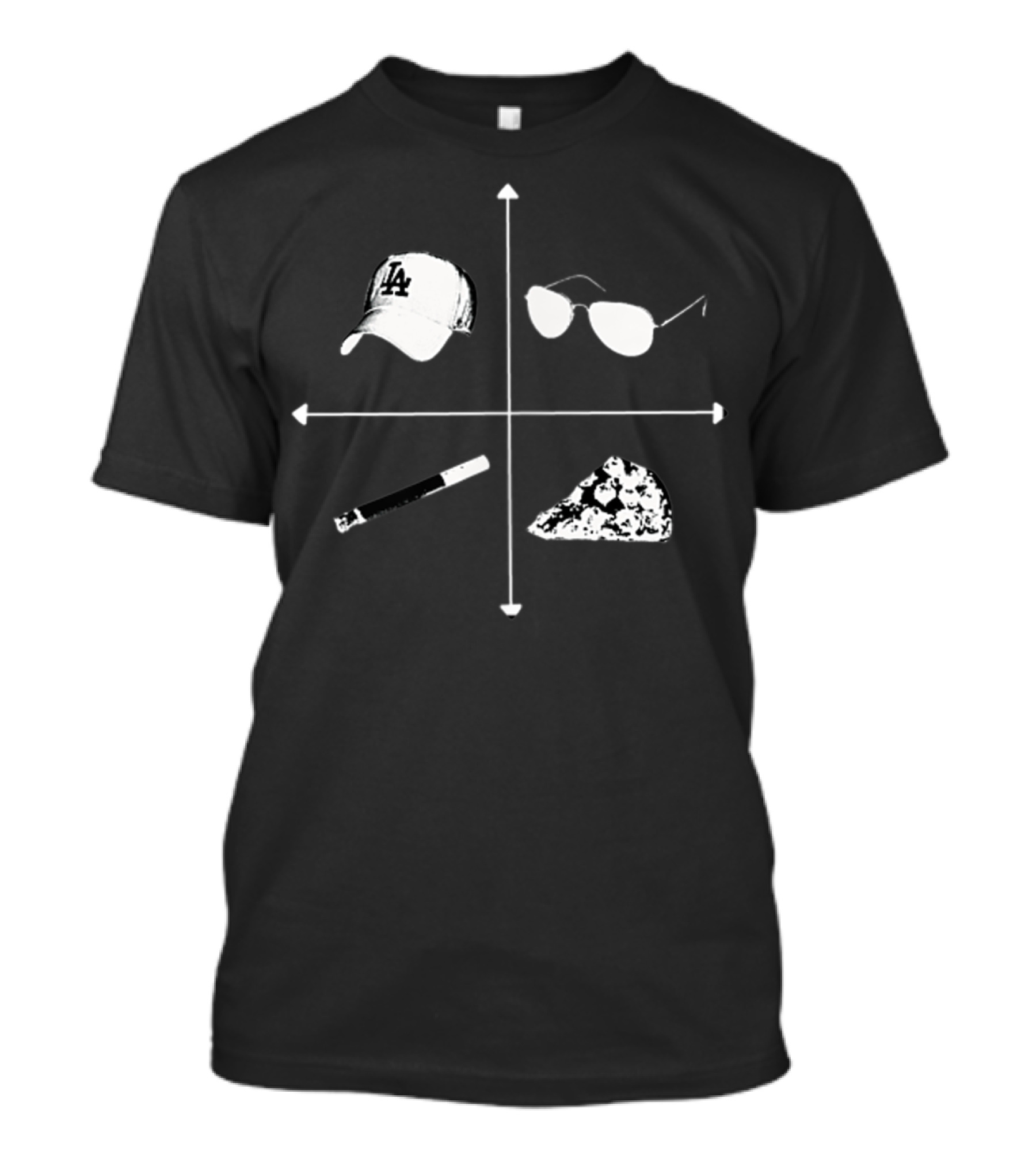 Tp Art Crew LA Hat Sunglasses Pizza Remote Black T-Shirt