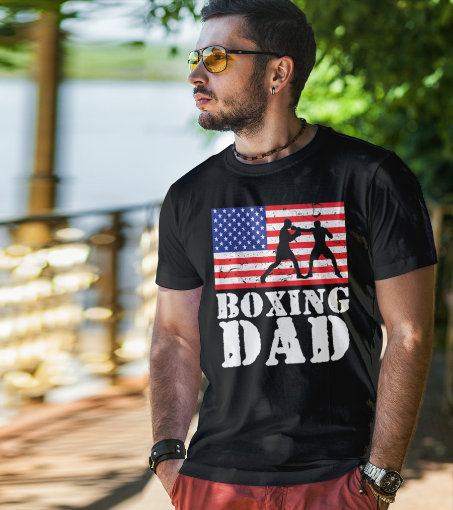 American Flag Boxing Dad T-Shirt