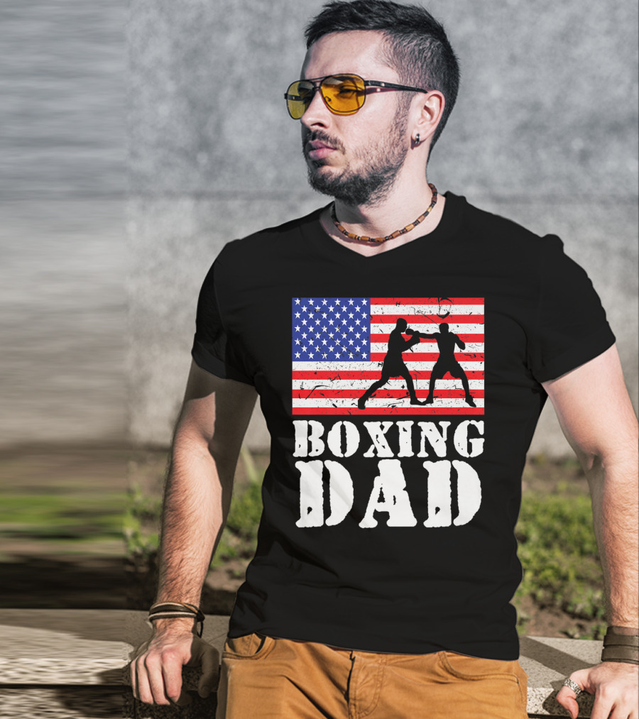 American Flag Boxing Dad T-Shirt