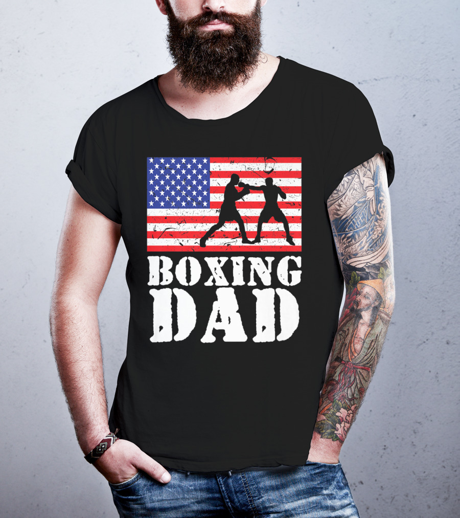 American Flag Boxing Dad T-Shirt