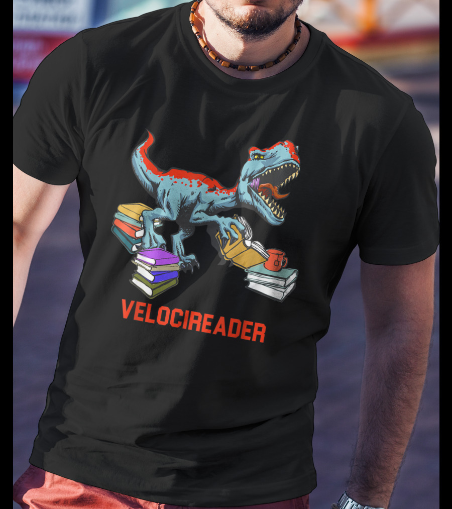 Velocireader Velociraptor Surrounded By Books And Coffee Mug T-Shirt