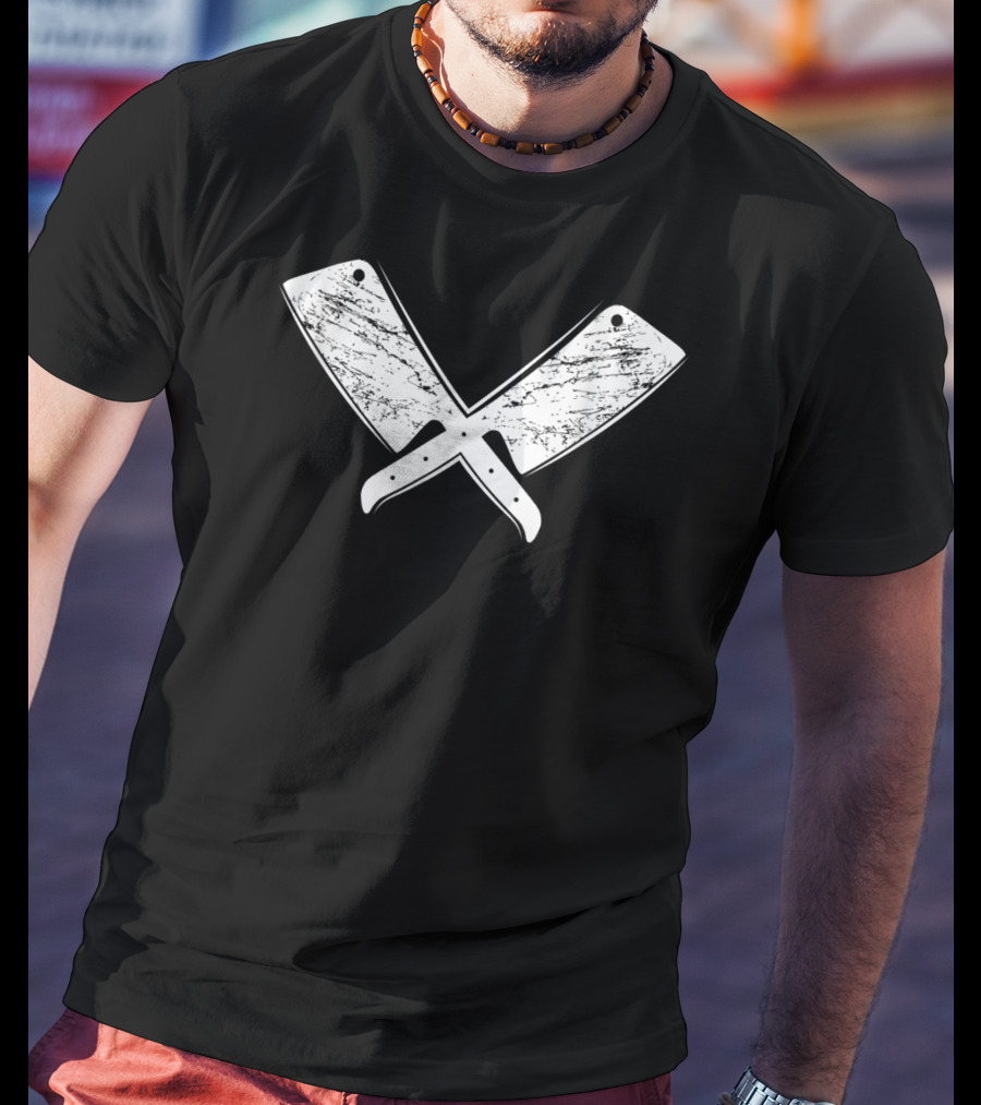 Vintage Butcher Knife Meat Cook Crossed Cleavers T-Shirt