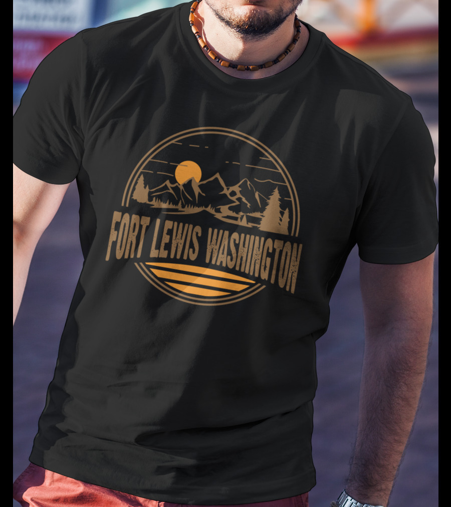 Fort Lewis Washington Vintage Mountain Sunset Scene T-Shirt