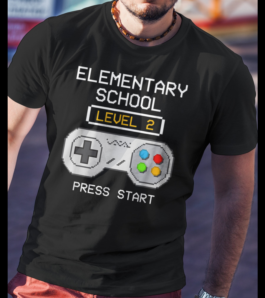 Elementary School Level 2 Press Start Gamer Back To School Game T-Shirt