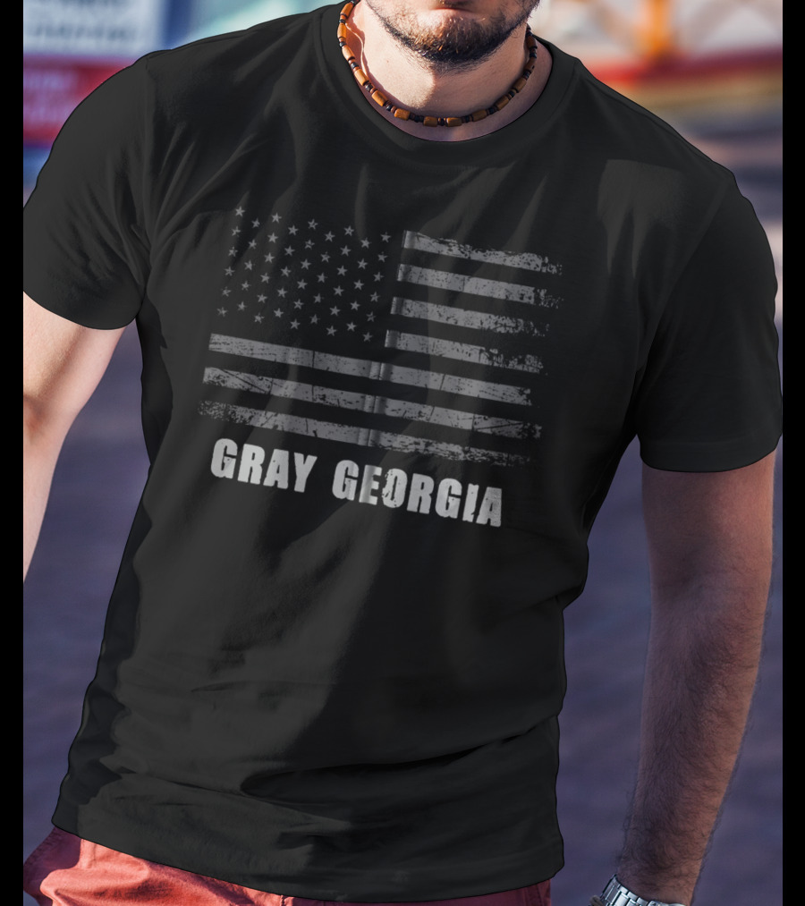 American Flag Gray Georgia USA Patriotic T-Shirt
