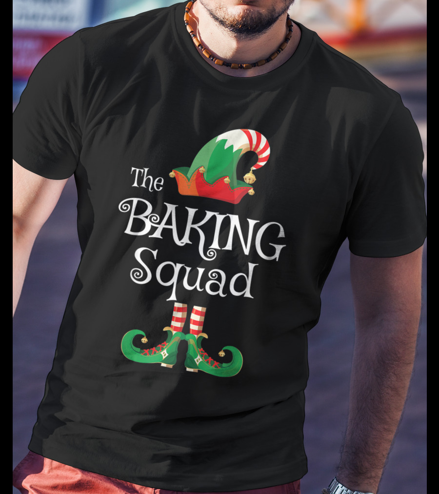 The Baking Squad Funny Elf Hat And Shoes Family Holiday T-Shirt