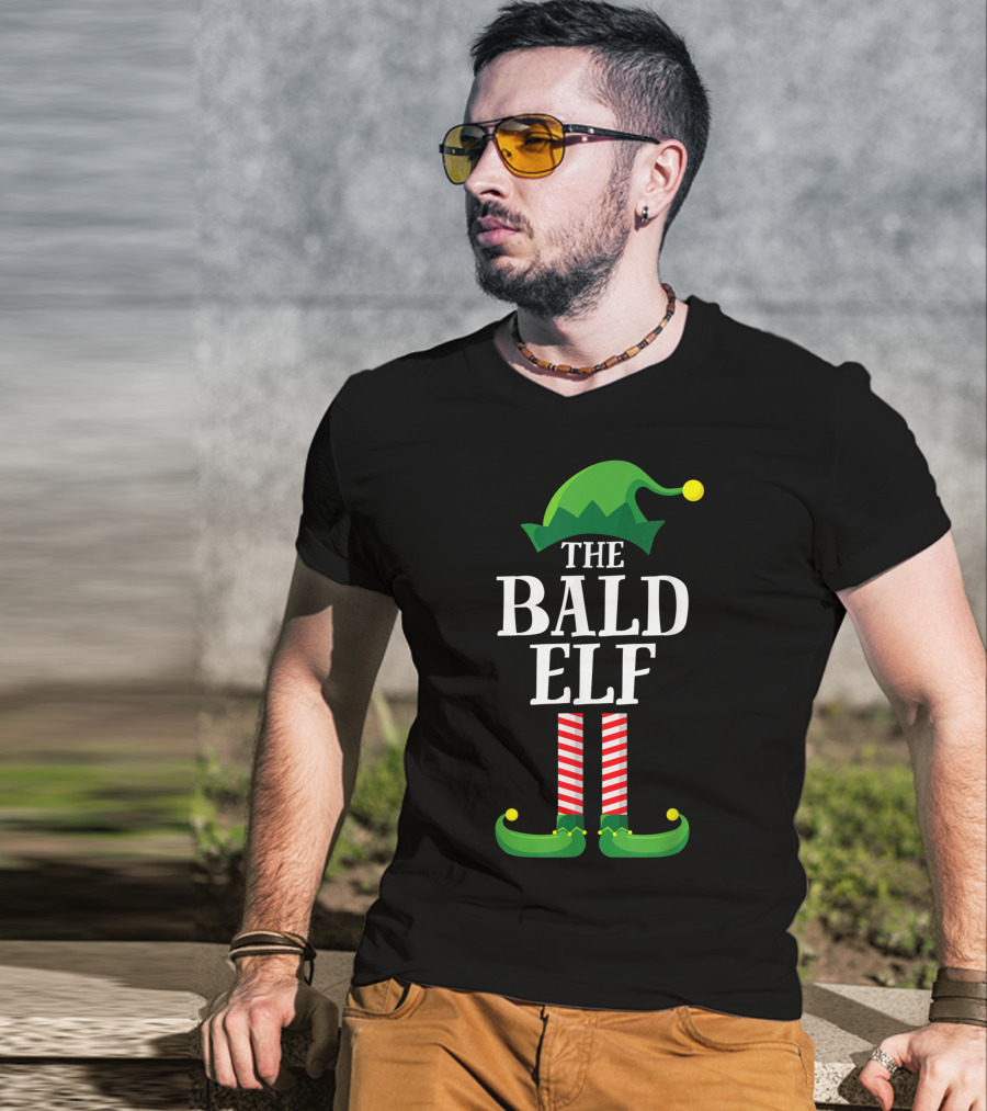 The Bald Elf Matching Family Christmas Party T-Shirt