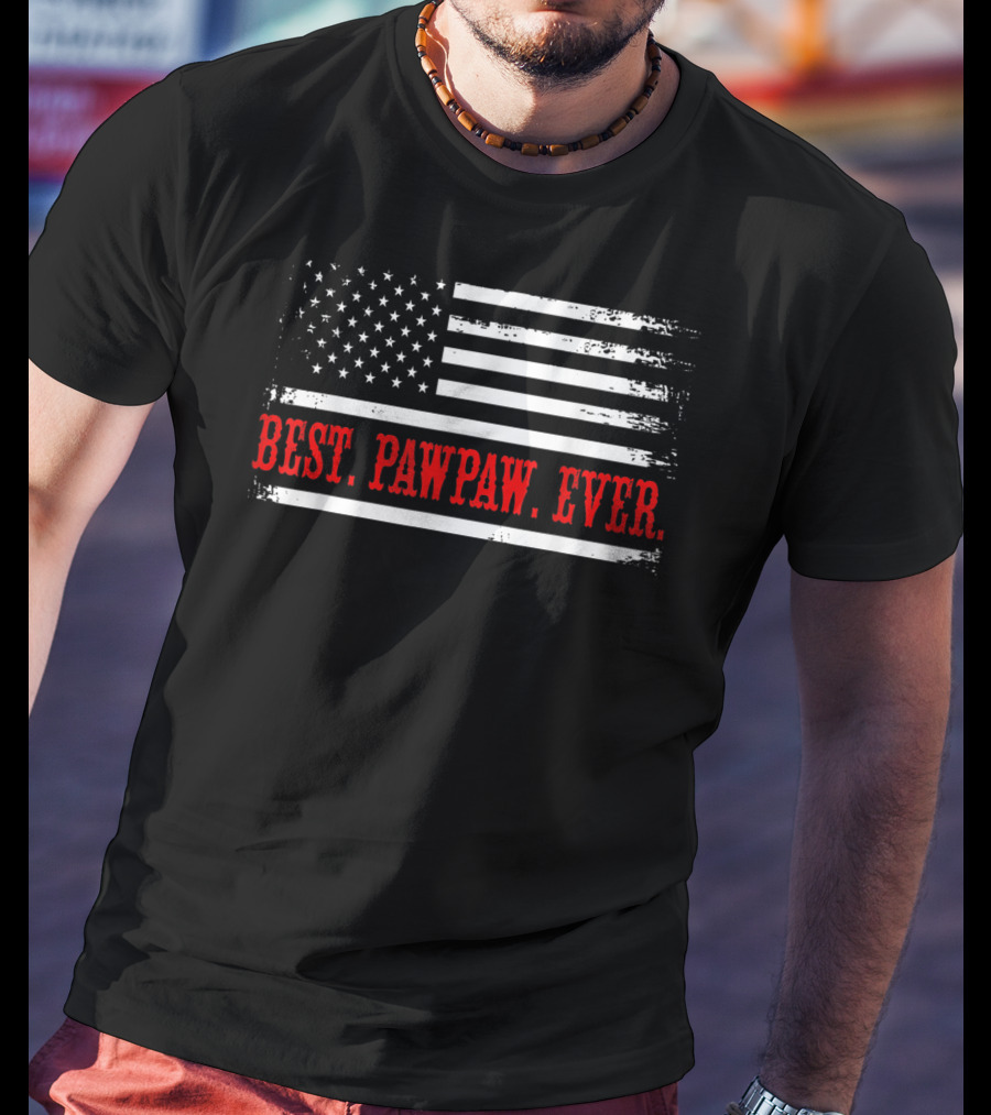 Best Pawpaw Ever American Flag Vintage USA Stripes T-Shirt