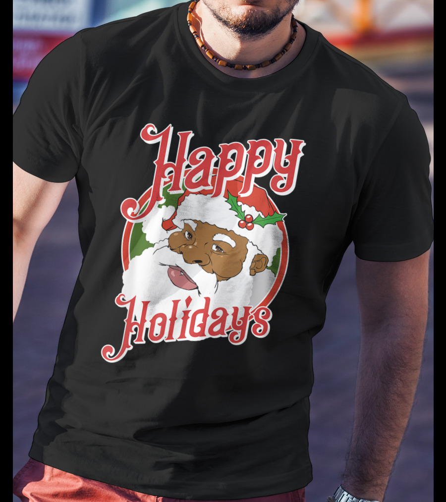 Happy Holidays African American Santa Claus T-Shirt