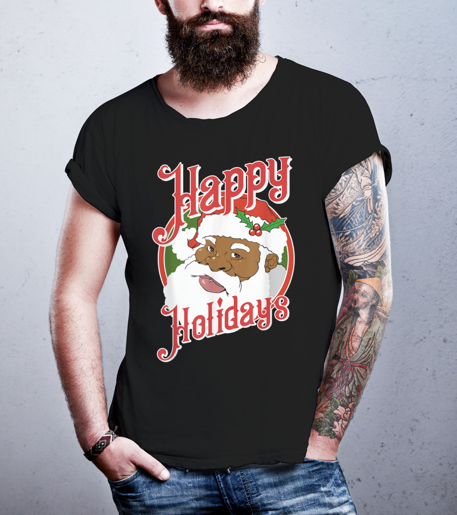 Happy Holidays African American Santa Claus T-Shirt