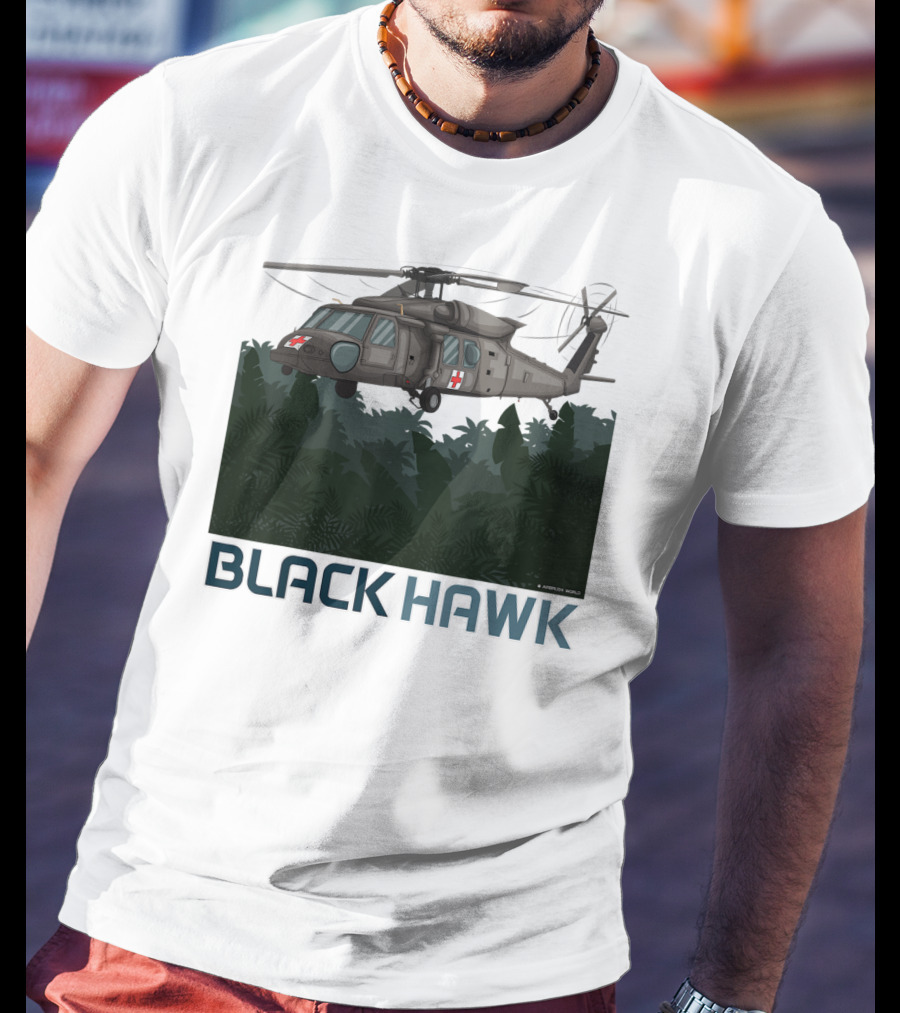 Black Hawk Helicopter Military Jungle Scene T-Shirt