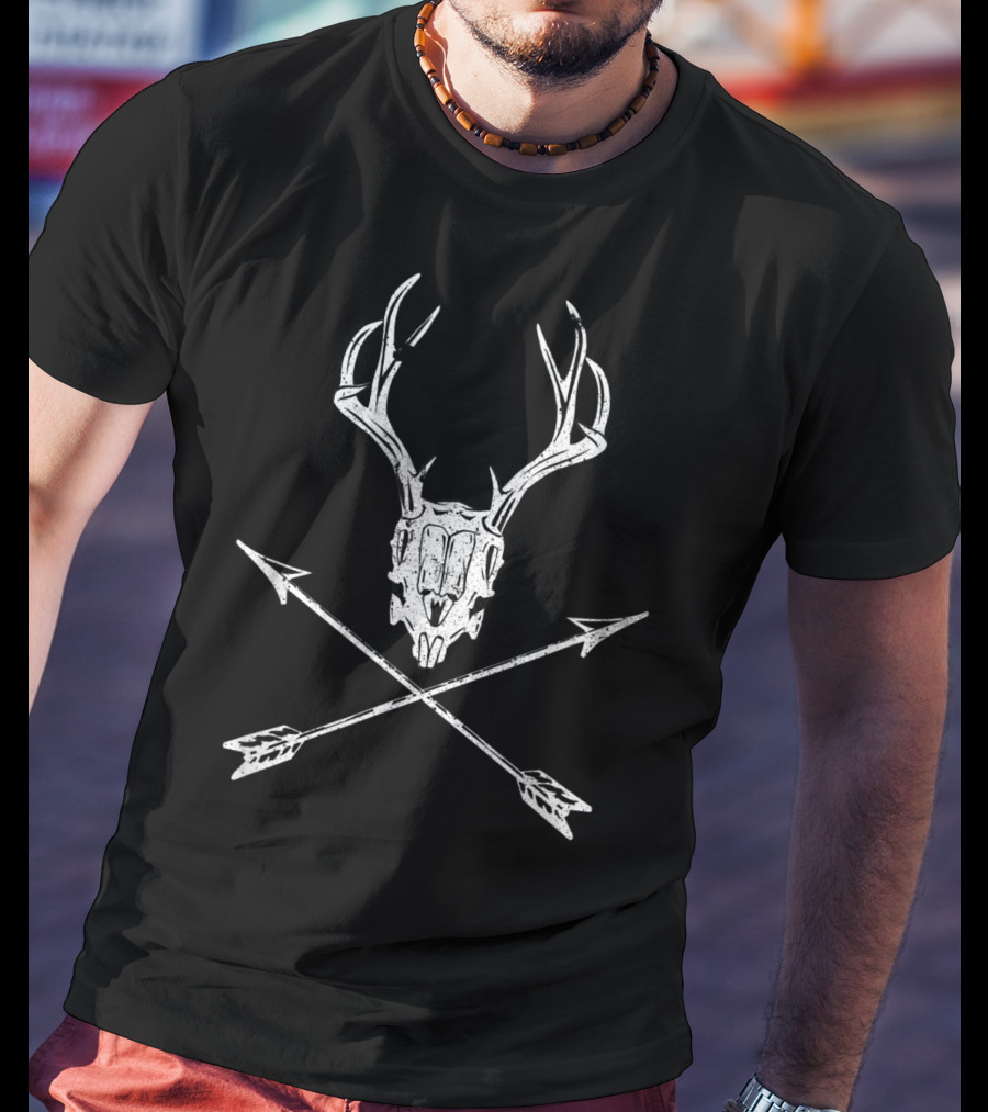 Bow Hunting Vintage Deer Skull With Crossed Arrows T-Shirt