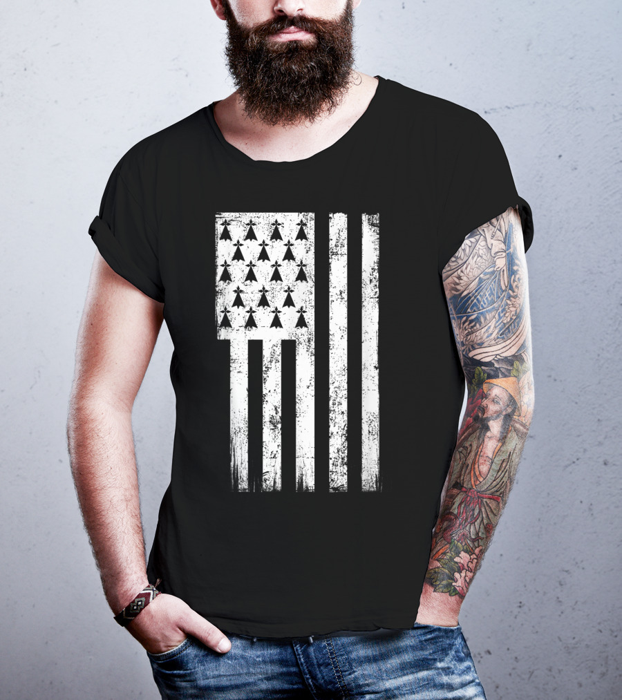 Bretagne Flag Distressed Bretagne Region Of France T-Shirt