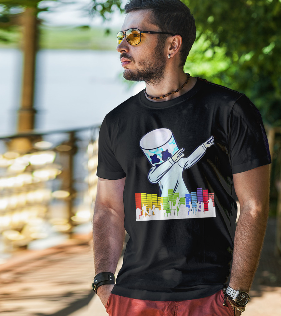 Buy All I Want For Christmas Is Marshmallow With Dancing DJ And Colorful Sound Bars T-Shirt