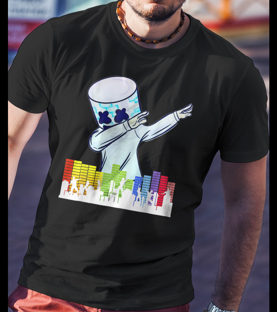 Buy All I Want For Christmas Is Marshmallow With Dancing DJ And Colorful Sound Bars T-Shirt