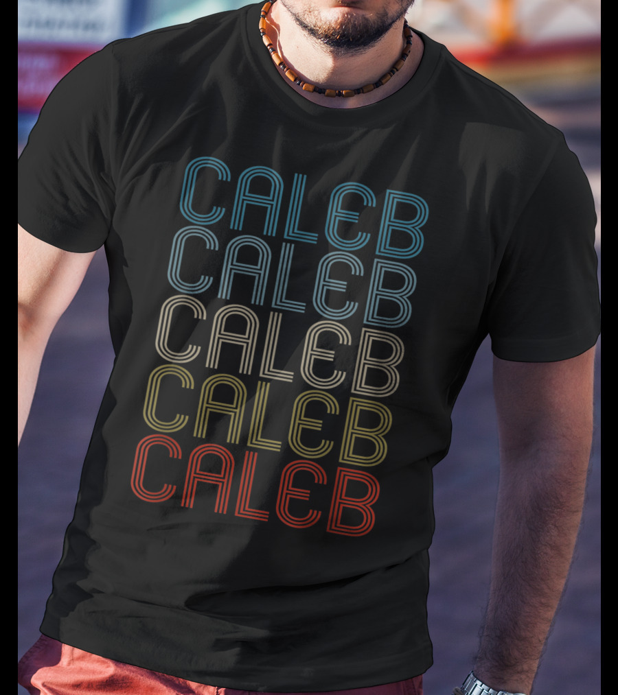 Caleb Bold Multicolor Repeated Name T-Shirt