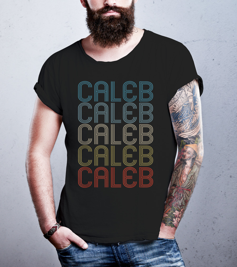 Caleb Bold Multicolor Repeated Name T-Shirt