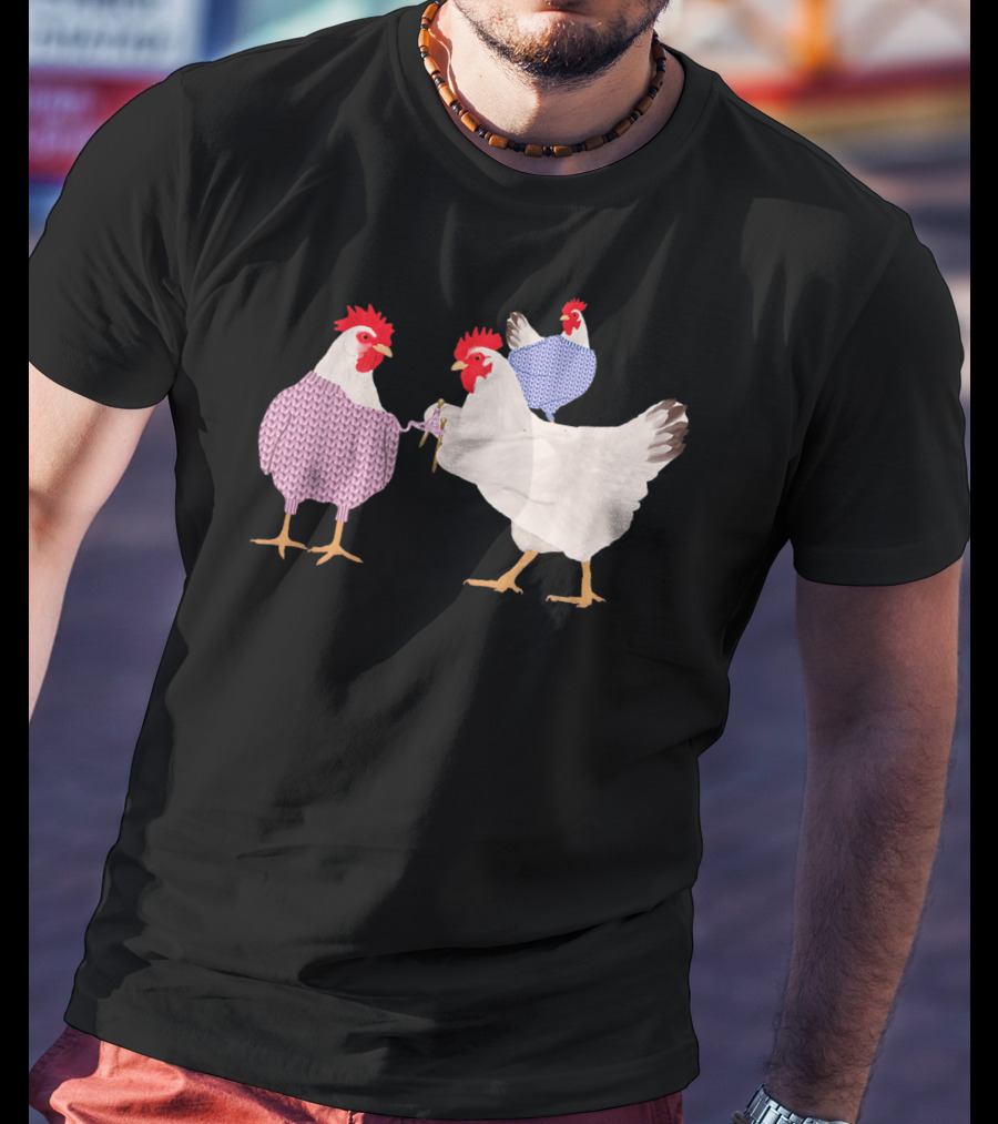 Chicken Knitting Sweaters Trio Whimsical Knitwear Comedy T-Shirt
