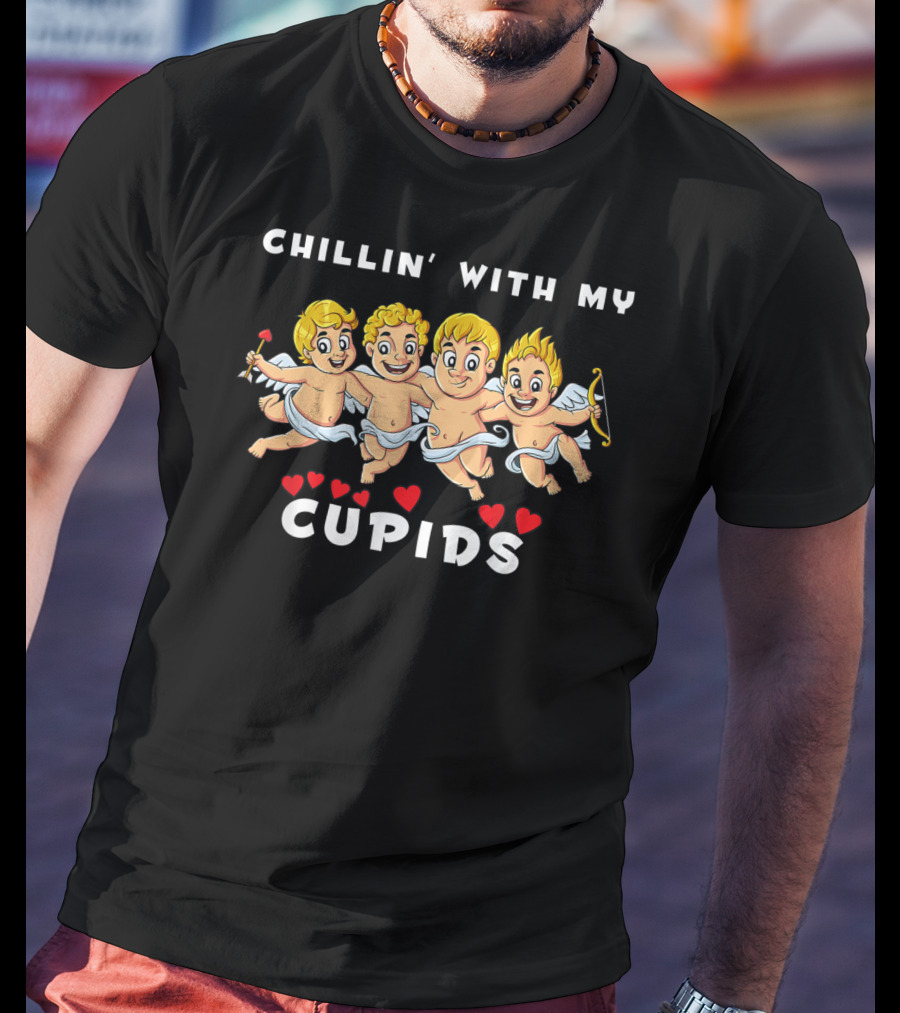 Chillin With My Cupids Valentine's Day Cherubs And Hearts T-Shirt