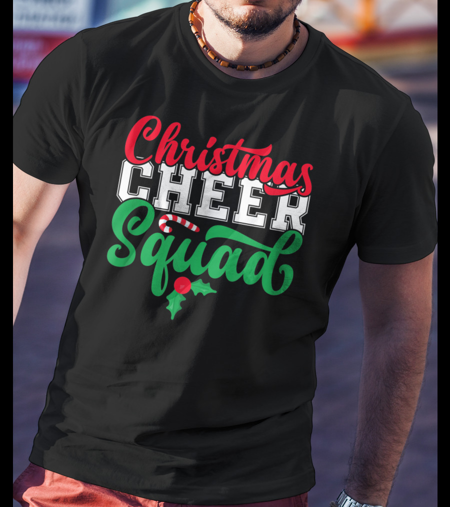Christmas Cheer Squad Candy Cane Holly Holidays T-Shirt