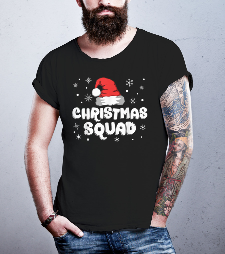 Christmas Squad Santa Hat Snowflakes T-Shirt