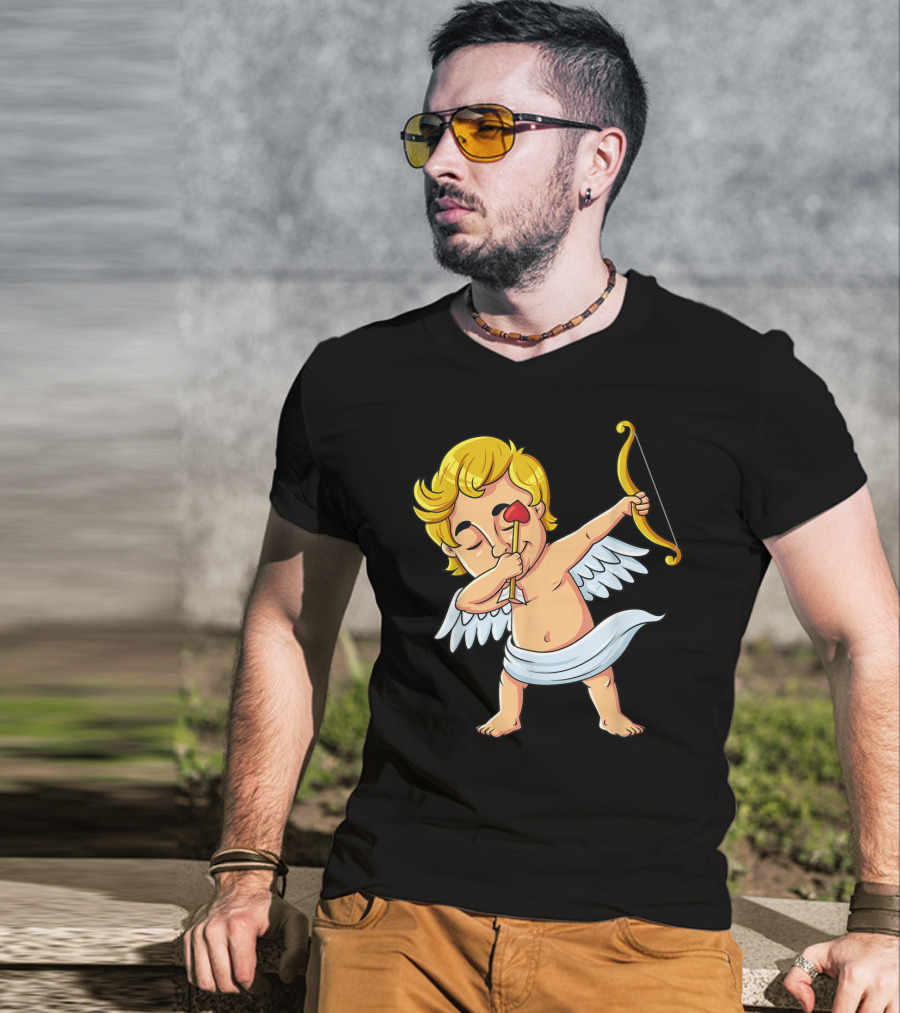 Cupid Dabbing With Heart Arrow Valentine's Day T-Shirt