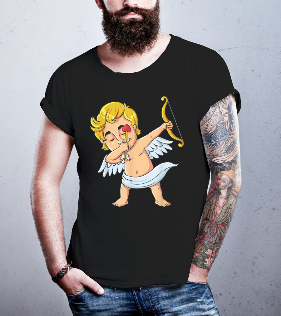 Cupid Dabbing With Heart Arrow Valentine's Day T-Shirt