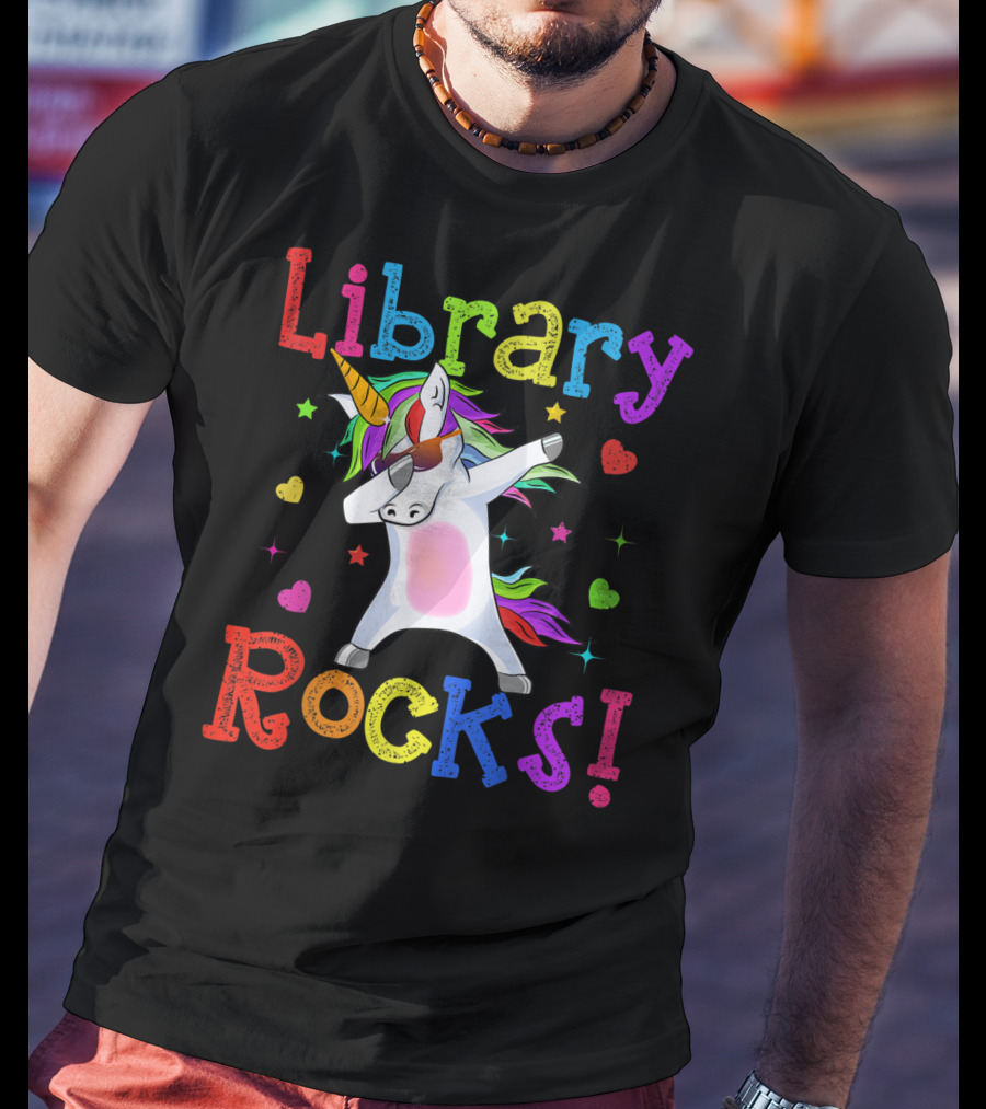 Library Rocks Dabbing Unicorn 1st Day T-Shirt