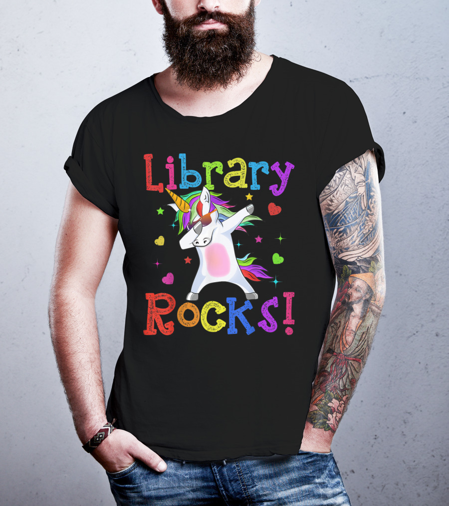 Library Rocks Dabbing Unicorn 1st Day T-Shirt