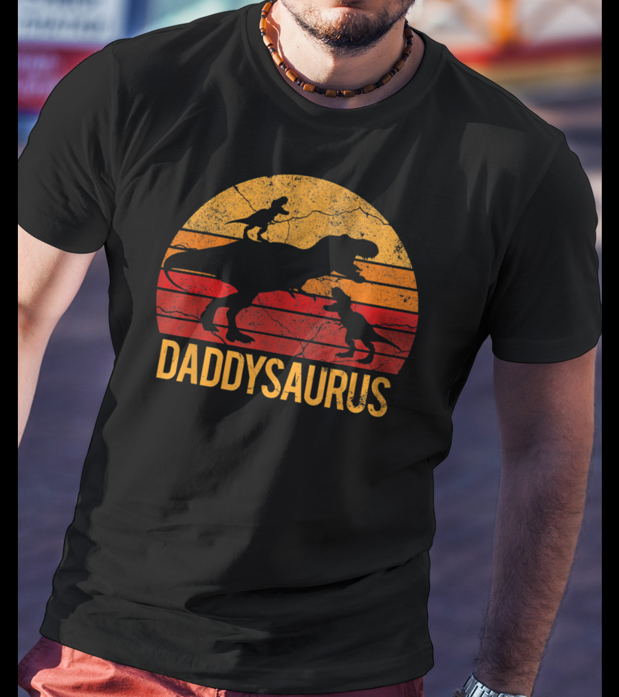 Daddysaurus Dinosaur Daddy Two 2 T-Shirt