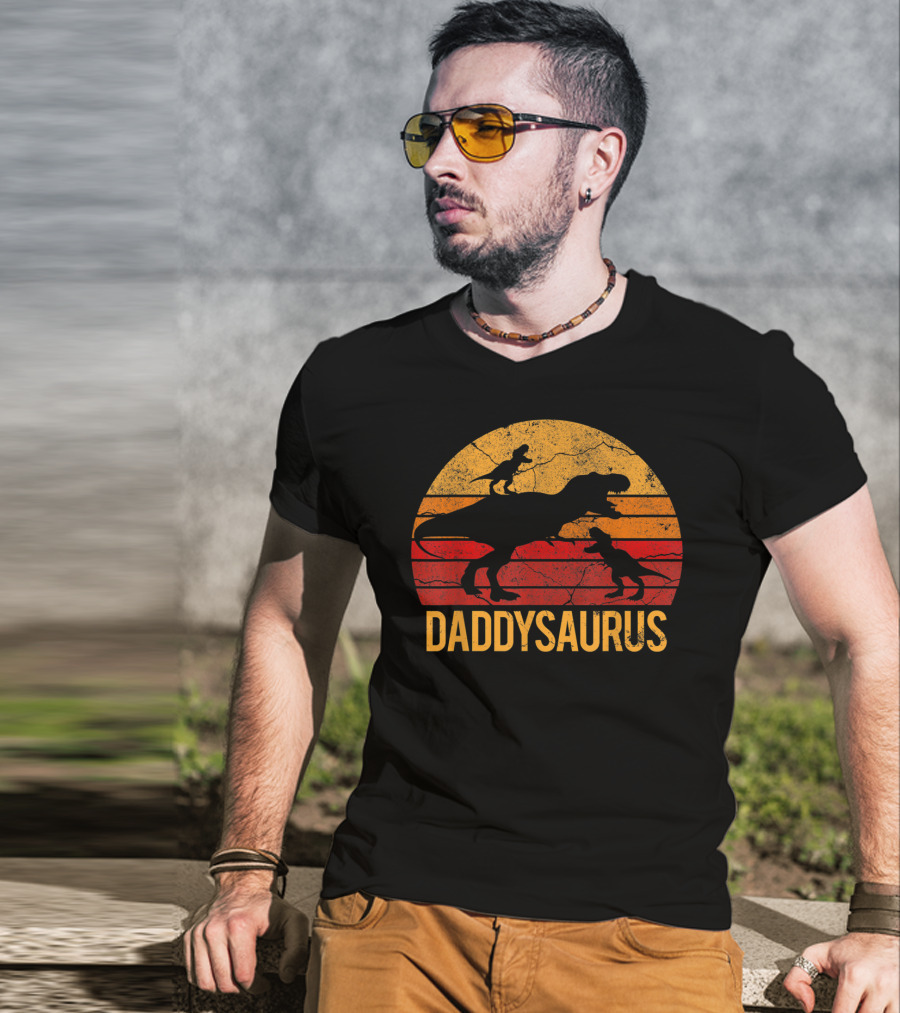 Daddysaurus Dinosaur Daddy Two 2 T-Shirt