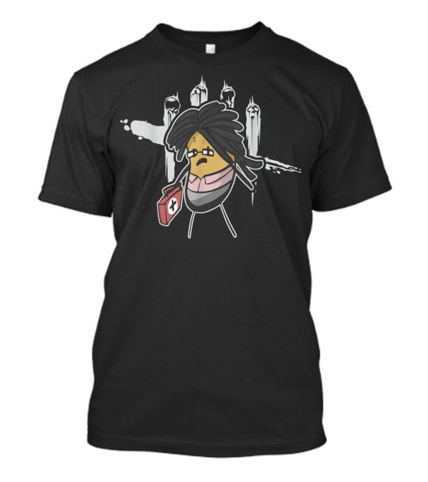 Dead By Daylight Potato Survivor Medkit With Five Killers Handprint Background T-Shirt