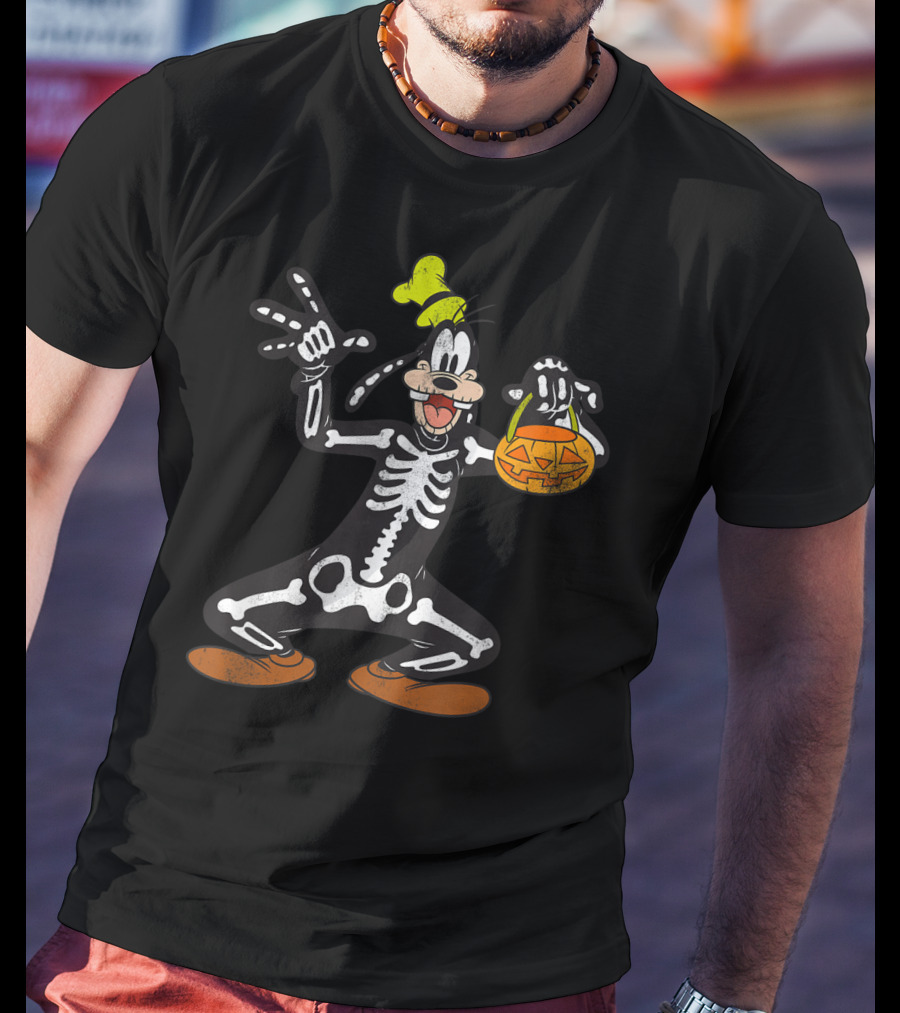 Disney Goofy Halloween Skeleton Jack-O'-Lantern T-Shirt
