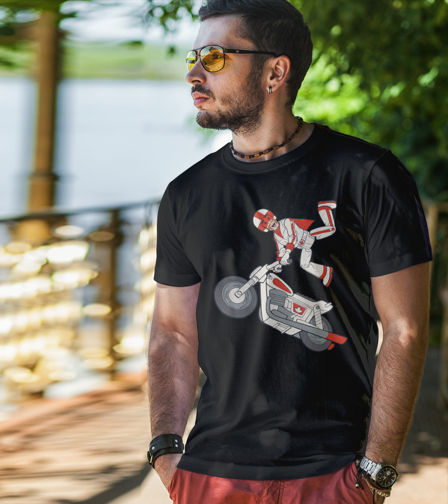 Disney Pixar Toy Story 4 Duke Caboom Canadian Motorcycle Stunt Rider T-Shirt