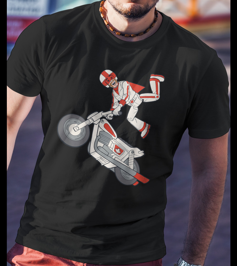 Disney Pixar Toy Story 4 Duke Caboom Canadian Motorcycle Stunt Rider T-Shirt