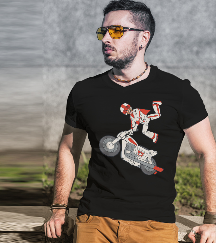 Disney Pixar Toy Story 4 Duke Caboom Canadian Motorcycle Stunt Rider T-Shirt