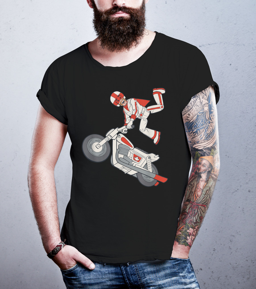 Disney Pixar Toy Story 4 Duke Caboom Canadian Motorcycle Stunt Rider T-Shirt