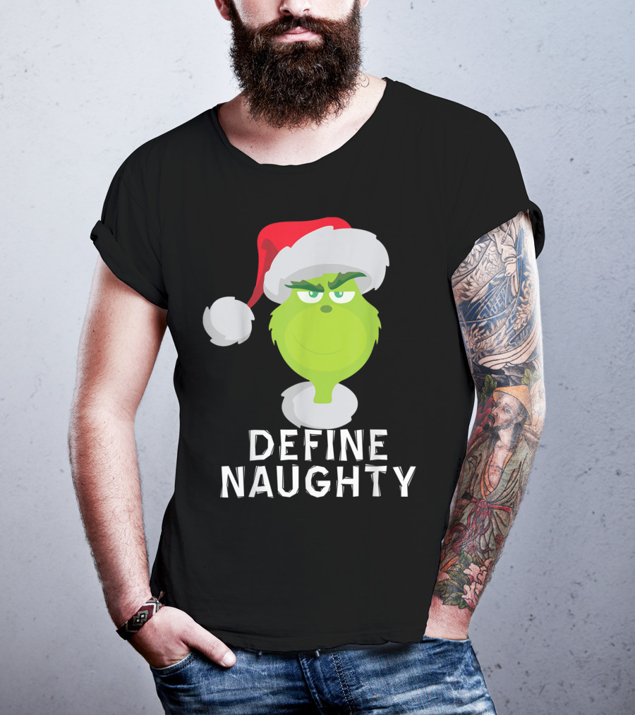 DrSeuss TheGrinch Define Naughty Santa Hat Christmas T-Shirt