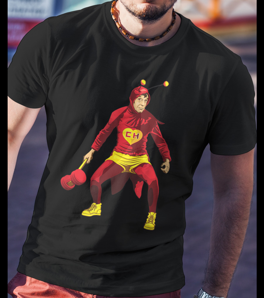 El Chapulin Colorado Costume With Mallet And Antennae T-Shirt