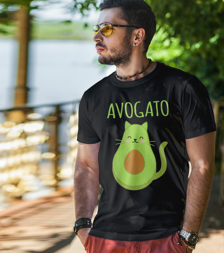 Avogato Funny Cat Avocado Kawaii T-Shirt