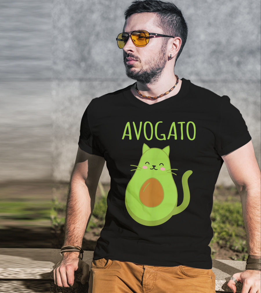 Avogato Funny Cat Avocado Kawaii T-Shirt